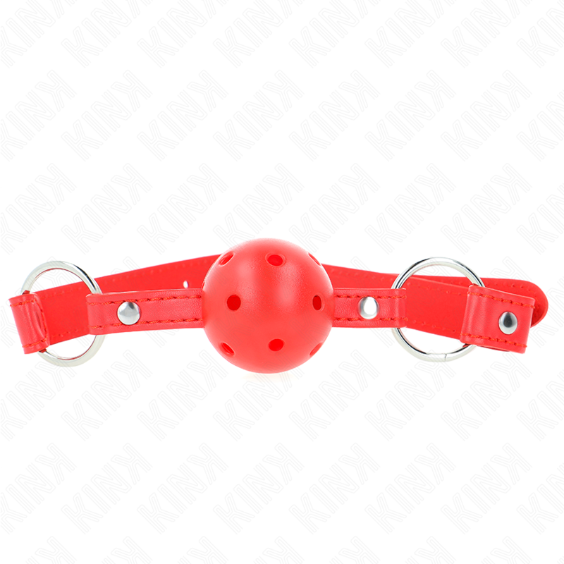 KINK - BÂTON RESPIRANT 4 CM AVEC DOUBLE RIVET MODÈLE 1 ROUGE 62,5 x 2,5 CM RÉGLABLE 42-58 CM - Sensualia