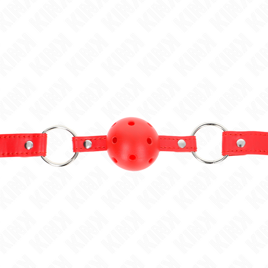 KINK - BÂTON RESPIRANT 4 CM AVEC DOUBLE RIVET MODÈLE 1 ROUGE 62,5 x 2,5 CM RÉGLABLE 42-58 CM - Sensualia