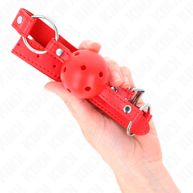 KINK - BÂTON RESPIRANT 4 CM AVEC DOUBLE RIVET MODÈLE 1 ROUGE 62,5 x 2,5 CM RÉGLABLE 42-58 CM - Sensualia