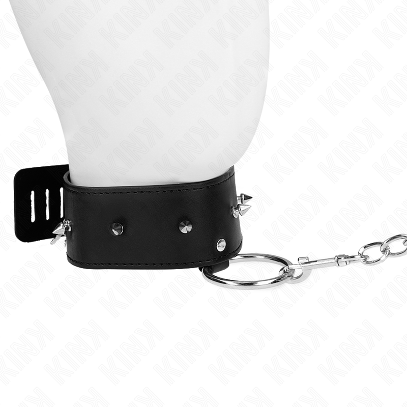 KINK - COLLIER 65 CM AVEC LAISSE AVEC CLOUS ARGENTÉS MODÈLE 2 RÉGLABLE 36-43 CM X 5 CM - Sensualia