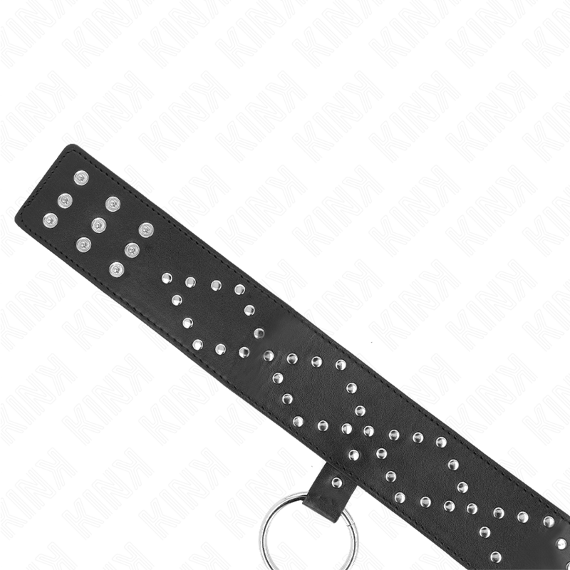 KINK - COLLIER 65 CM AVEC LAISSE AVEC CLOUS ARGENTÉS MODÈLE 3 RÉGLABLE 36-43 CM X 5 CM - Sensualia