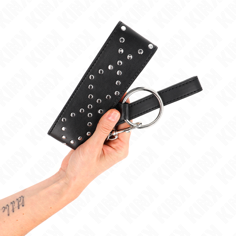 KINK - COLLIER 65 CM AVEC LAISSE AVEC CLOUS ARGENTÉS MODÈLE 3 RÉGLABLE 36-43 CM X 5 CM - Sensualia