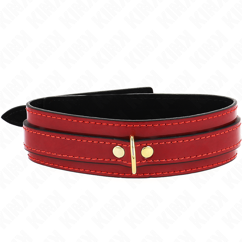 KINK - COLLIER AJUSTABLE ROUGE VIN AVEC DÉTAILS DORÉS 29-42,5 CM X 4 CM - Sensualia