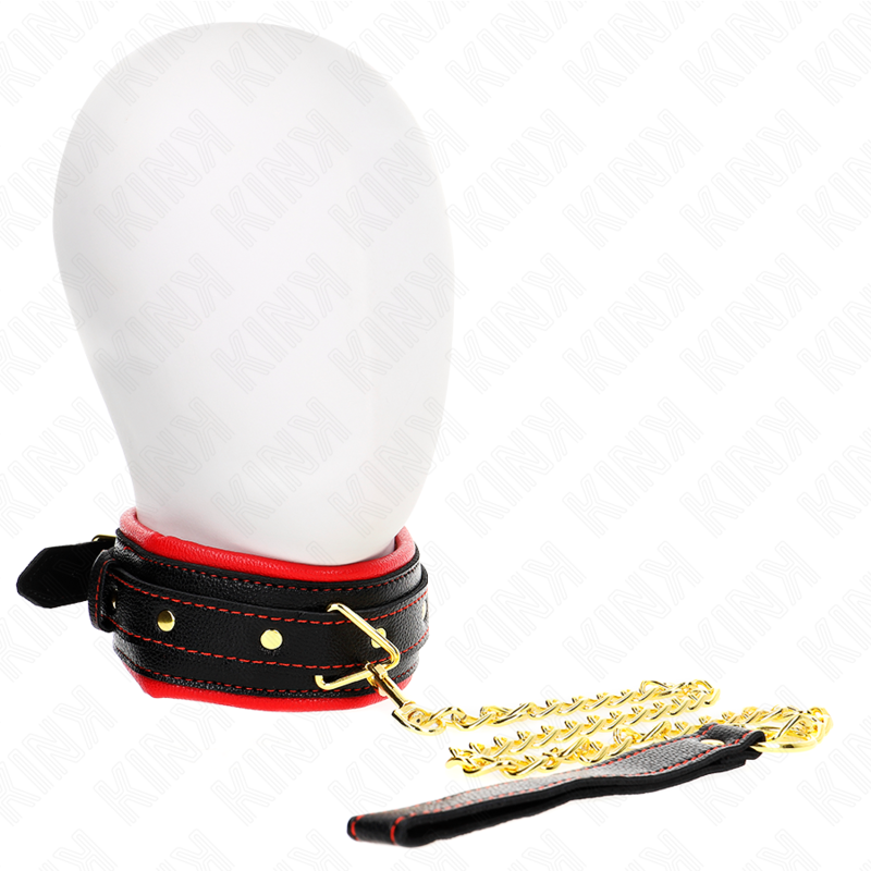 KINK - COLLIER AVEC BRACELET IMITATION CUIR ÉPONGE MODÈLE 2 RÉGLABLE 37-54 CM X 3 CM - Sensualia