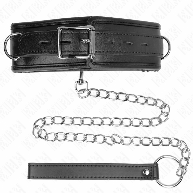 KINK - COLLIER AVEC BRACELET IMITATION CUIR ÉPONGE MODÈLE 3 RÉGLABLE 37-54 CM X 3 CM - Sensualia