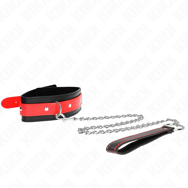 KINK - COLLIER AVEC BRACELET ROUGE 65 CM AJUSTABLE 36-43 CM X 5 CM - Sensualia