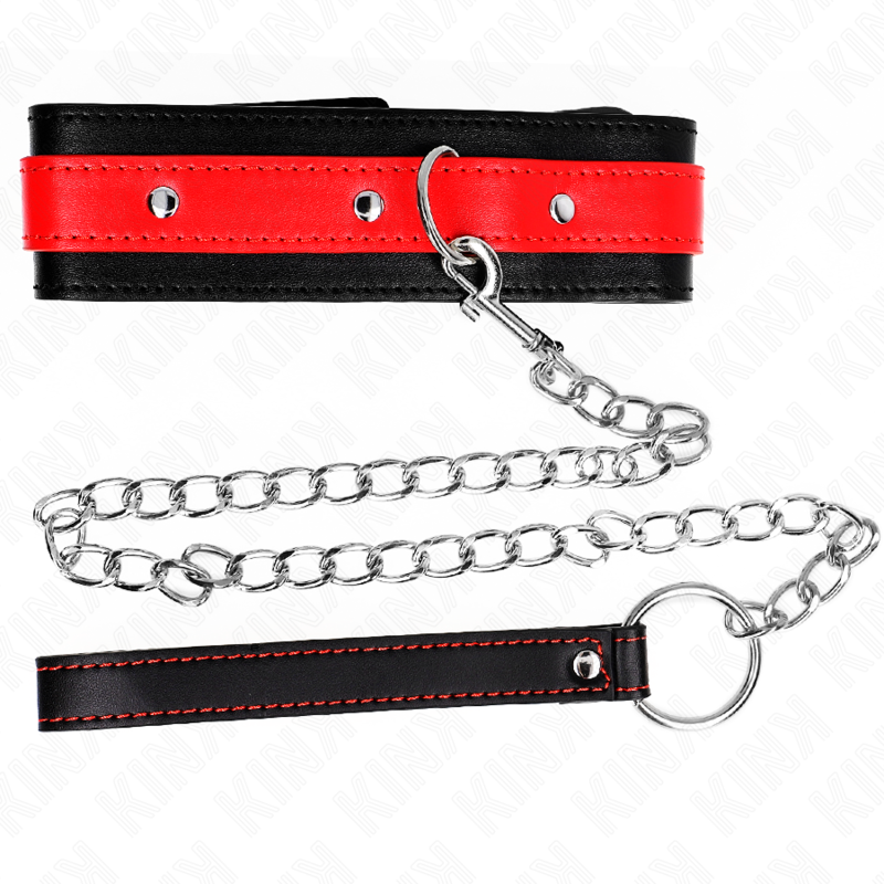 KINK - COLLIER AVEC BRACELET ROUGE 65 CM AJUSTABLE 36-43 CM X 5 CM - Sensualia