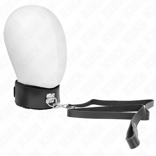 KINK - COLLIER AVEC CEINTURE 116 CM AVEC BRACELET EN CUIR NOIR AJUSTABLE 40-48 CM X 6 CM - Sensualia