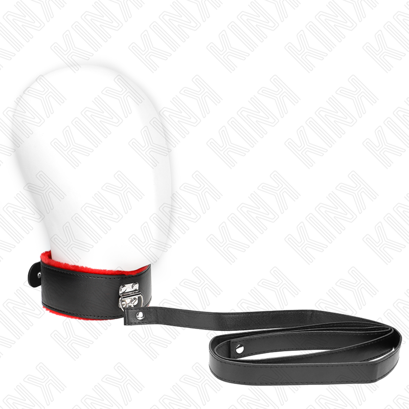 KINK - COLLIER AVEC CEINTURE 116 CM AVEC BRACELET EN CUIR ROUGE AJUSTABLE 40-48 CM X 6 CM - Sensualia