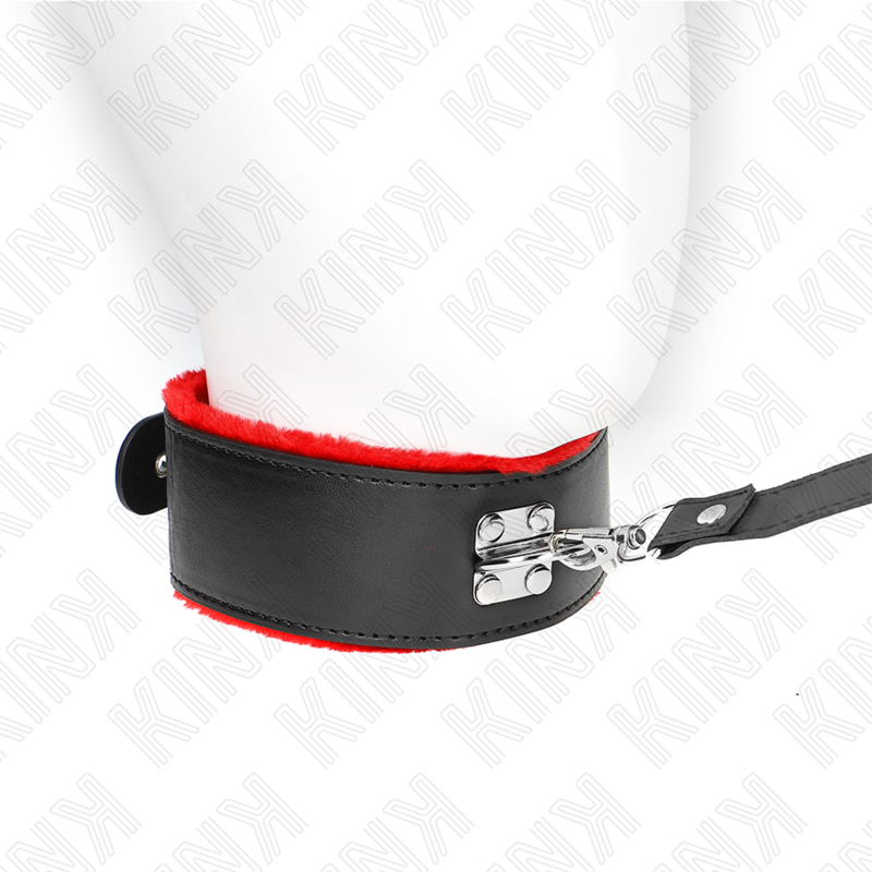 KINK - COLLIER AVEC CEINTURE 116 CM AVEC BRACELET EN CUIR ROUGE AJUSTABLE 40-48 CM X 6 CM - Sensualia