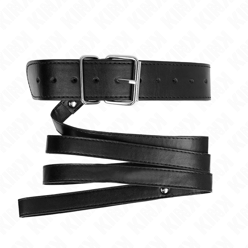 KINK - COLLIER AVEC CEINTURE 116 CM BRACELET NOIR AJUSTABLE 32-50 CM X 8 CM - Sensualia