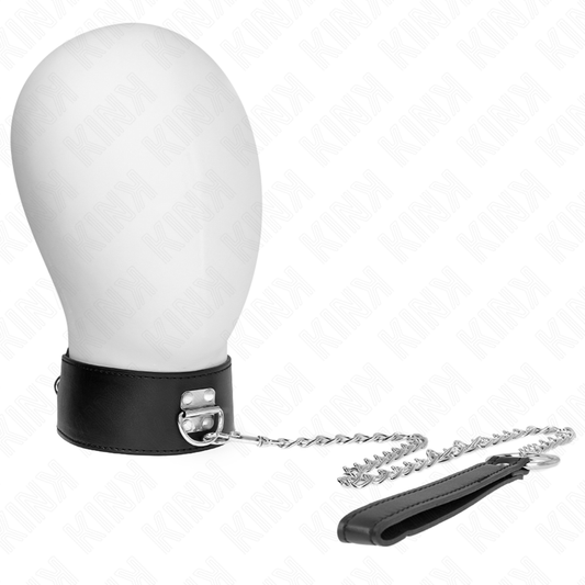 KINK - COLLIER AVEC CEINTURE 65 CM AVEC LARGE BRACELET NOIR AJUSTABLE 33,5-41 CM X 5 CM - Sensualia