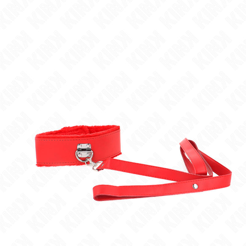 KINK - COLLIER AVEC LAISSE 116 CM AVEC CLOUS ARGENTÉS MODÈLE 4 ROUGE AJUSTABLE 40-48 CM X 6 CM - Sensualia