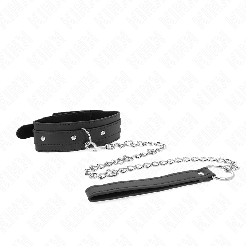 KINK - COLLIER AVEC LAISSE 65 CM 1 ANNEAU RÉGLABLE 38-49 CM X 5 CM - Sensualia