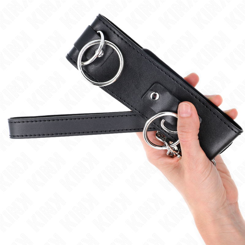 KINK - COLLIER AVEC LAISSE 65 CM 3 ANNEAUX MODÈLE 2 RÉGLABLE 36-43 CM X 5 CM - Sensualia