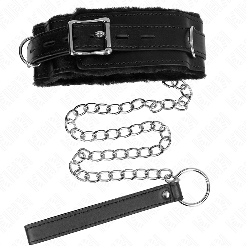 KINK - COLLIER AVEC LAISSE 65 CM AVEC RESTRICTIONS NOIR 36-42 CM X 5,5 CM - Sensualia