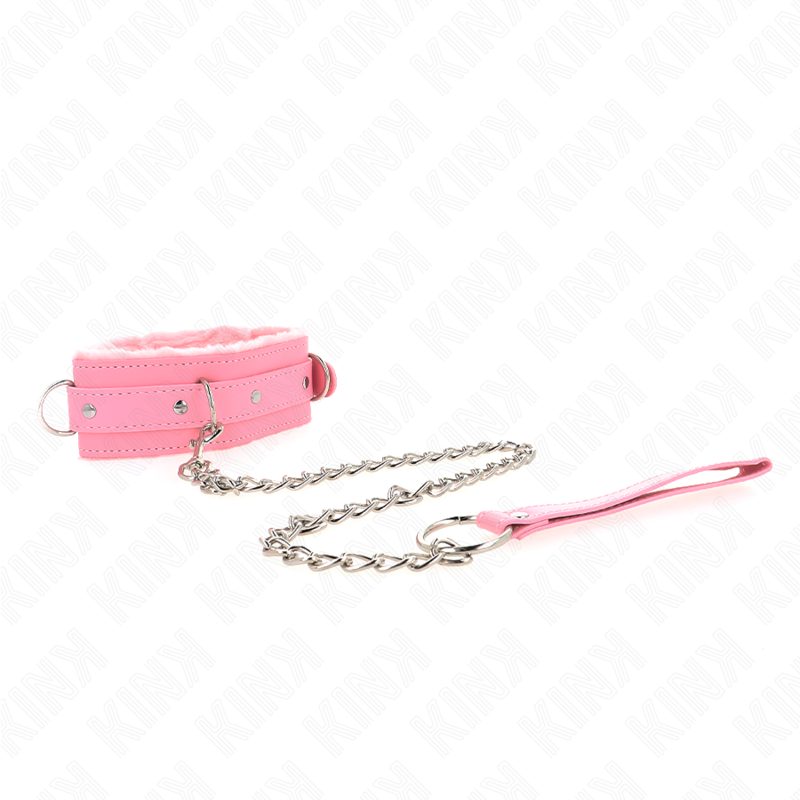 KINK - COLLIER AVEC LAISSE 65 CM AVEC RESTRICTIONS ROSE 36-42 CM X 5,5 CM - Sensualia