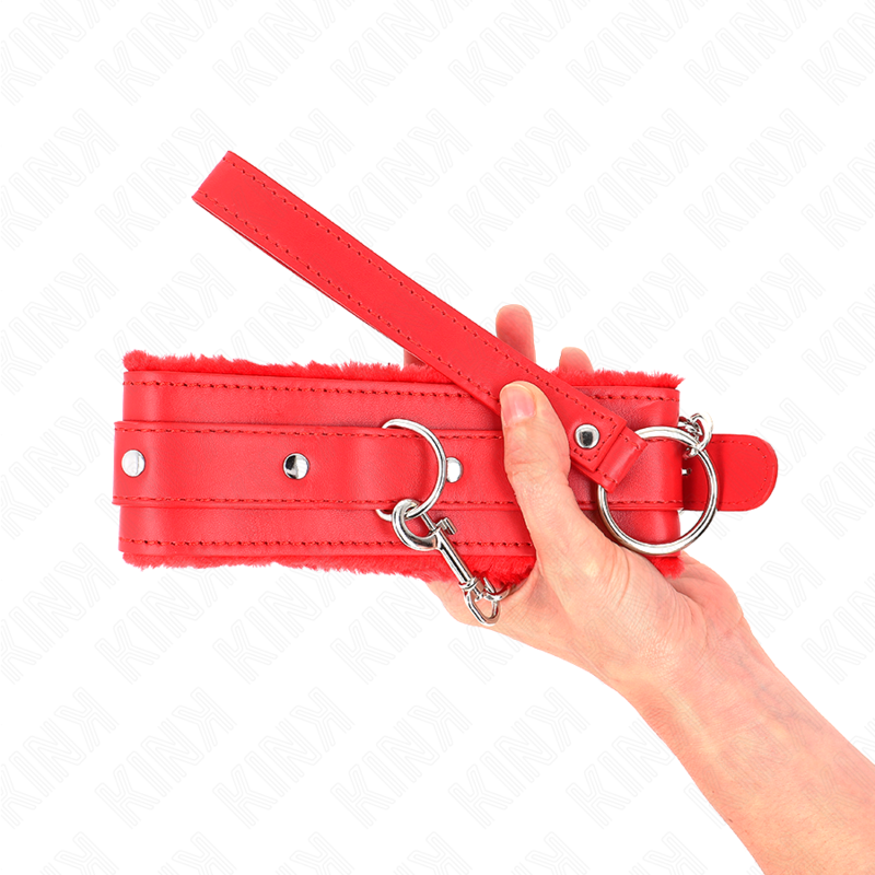 KINK - COLLIER AVEC LAISSE 65 CM AVEC RESTRICTIONS ROUGE 36-42 CM X 5,5 CM - Sensualia