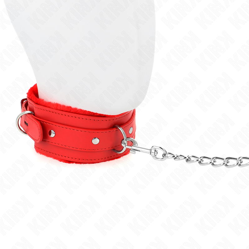 KINK - COLLIER AVEC LAISSE 65 CM AVEC RESTRICTIONS ROUGE 36-42 CM X 5,5 CM - Sensualia