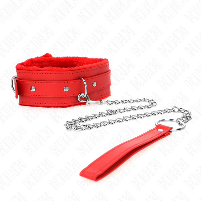 KINK - COLLIER AVEC LAISSE 65 CM AVEC RESTRICTIONS ROUGE 36-42 CM X 5,5 CM - Sensualia