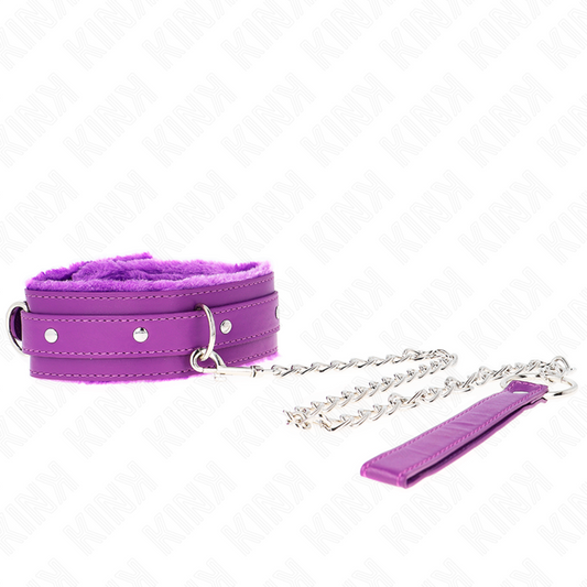 KINK - COLLIER AVEC LAISSE 65 CM AVEC RESTRICTIONS VIOLET 36-42 CM X 5,5 CM - Sensualia