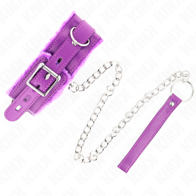 KINK - COLLIER AVEC LAISSE 65 CM AVEC RESTRICTIONS VIOLET 36-42 CM X 5,5 CM - Sensualia