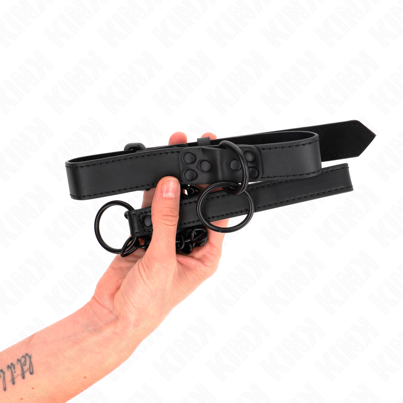 KINK - COLLIER AVEC LAISSE FONCÉE 65 CM AJUSTABLE 37-54 CM X 3 CM - Sensualia