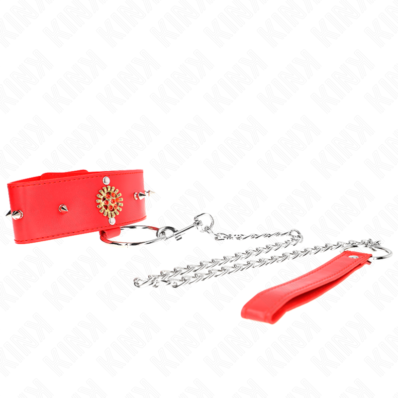 KINK - COLLIER DIAMANTS ROUGES AVEC CEINTURE 65 CM AJDUSTABLE 35-51 CM X 7 CM - Sensualia