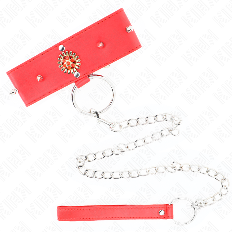 KINK - COLLIER DIAMANTS ROUGES AVEC CEINTURE 65 CM AJDUSTABLE 35-51 CM X 7 CM - Sensualia