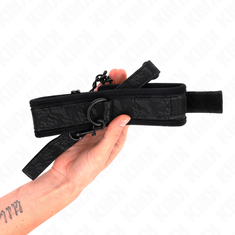 KINK - COLLIER MODÈLE BASIC AVEC LAISSE 77 CM MODÈLE 5 AJUSTABLE 34-54 CM X 5 CM - Sensualia
