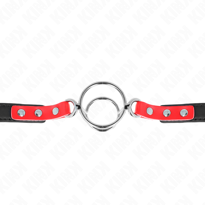KINK - GAG AVEC PLUSIEURS O-RINGS 4 / 4,8 CM ROUGE 38 X 56 CM - Sensualia