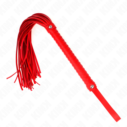 KINK - FOUET AVEC MANCHE TEXTURÉ ROUGE 48,5 CM - Sensualia