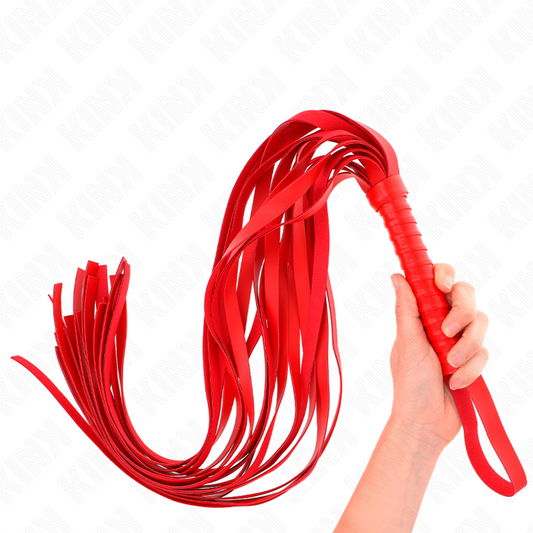 KINK - FOUET ROUGE MANCHE COURT LONG QUEUE 70 CM - Sensualia