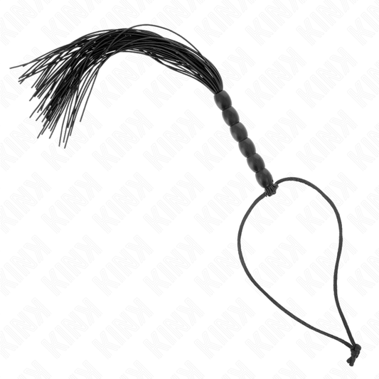 KINK - MINI FOUET EN SILICONE AVEC 6 BILLES NOIRES 26 CM - Sensualia