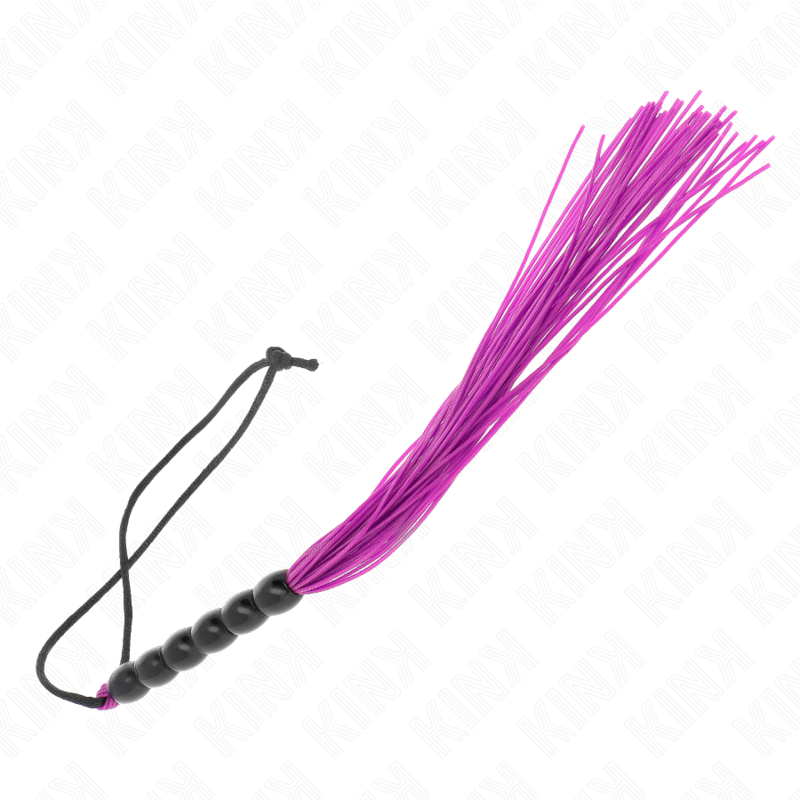 KINK - MINI FOUET EN SILICONE AVEC 6 BILLES VIOLES 26 CM - Sensualia