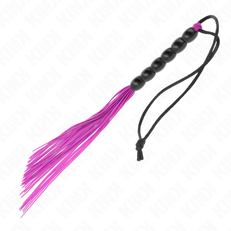 KINK - MINI FOUET EN SILICONE AVEC 6 BILLES VIOLES 26 CM - Sensualia