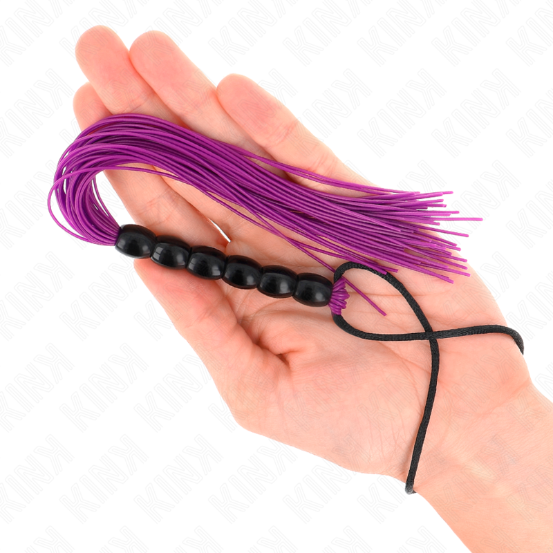 KINK - MINI FOUET EN SILICONE AVEC 6 BILLES VIOLES 26 CM - Sensualia