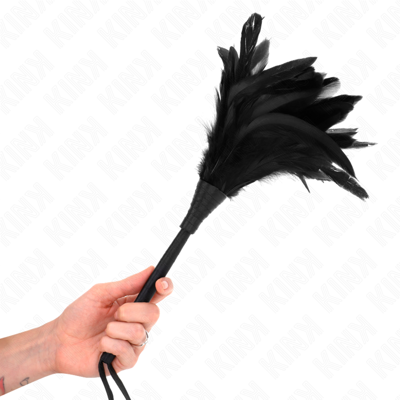 KINK - PLUMES DE POULET TICKLE EN FORME DE CORNE NOIRE 36 CM - Sensualia
