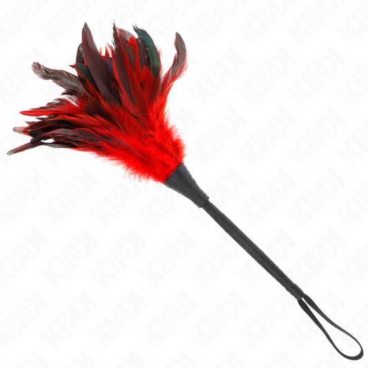 KINK - PLUMES DE POULET TICKLE EN FORME DE CORNE ROUGE 36 CM - Sensualia