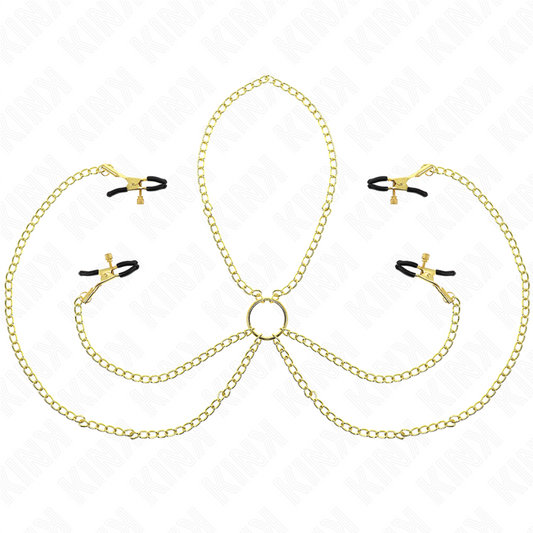 KINK - 4 PINCES À TAMELON ET CLITO RÉGLABLES OR - Sensualia