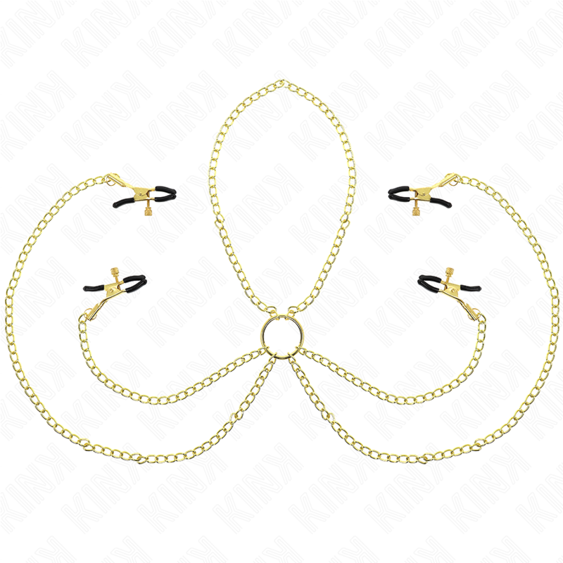 KINK - 4 PINCES À TAMELON ET CLITO RÉGLABLES OR - Sensualia