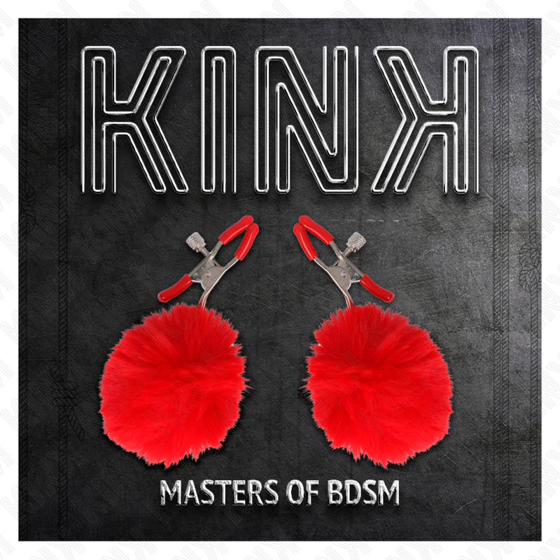 KINK - PINCE A METON BOULE FAUSSE FOURRURE ROUGE 6 CM - Sensualia