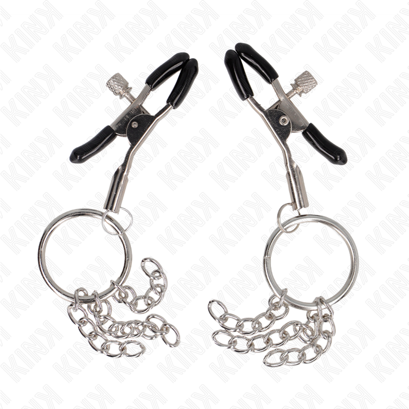 KINK - PINCE A METON O RING ET PETITE CHAINE ARGENT 6 CM - Sensualia