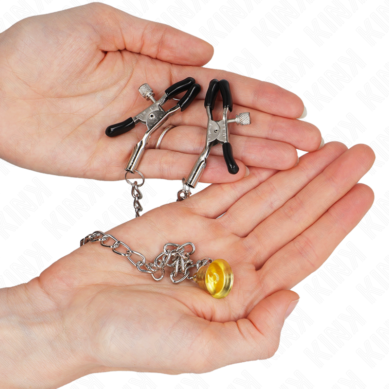 KINK - PINCES À TÉLÉTON CHAÎNE AVEC PENDENTIF CORNE 30 CM - Sensualia