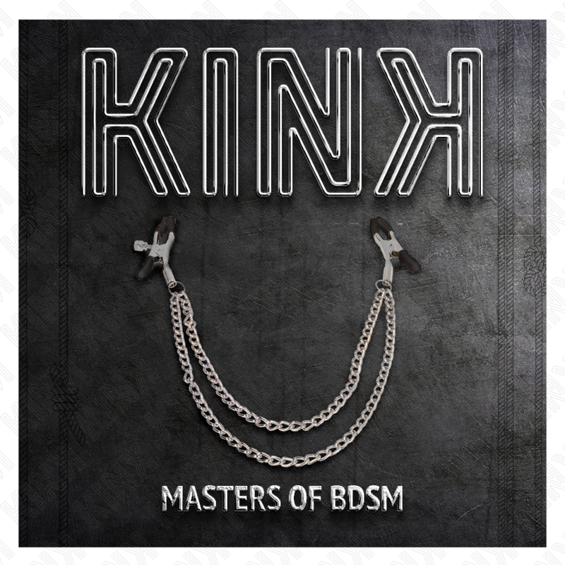 KINK - PINCES À TETEAUX AVEC 2 CHAÎNES ÉPAISSES ARGENT 20/23 CM - Sensualia