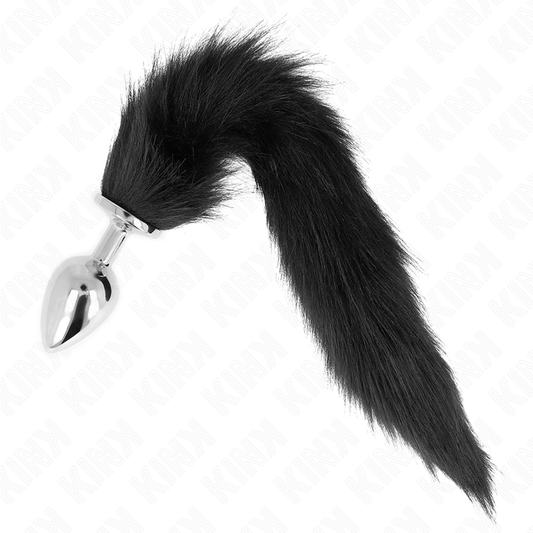 KINK - PLUG ANAL TAILLE L 10 X 4 CM AVEC QUEUE SYNTHÉTIQUE 40 CM NOIR - Sensualia