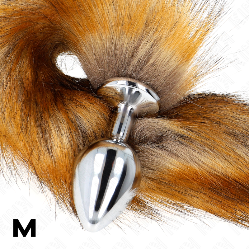 KINK - PLUG ANAL TAILLE M 8 X 3,5 CM AVEC QUEUE SYNTHÉTIQUE 40 CM MARRON - Sensualia