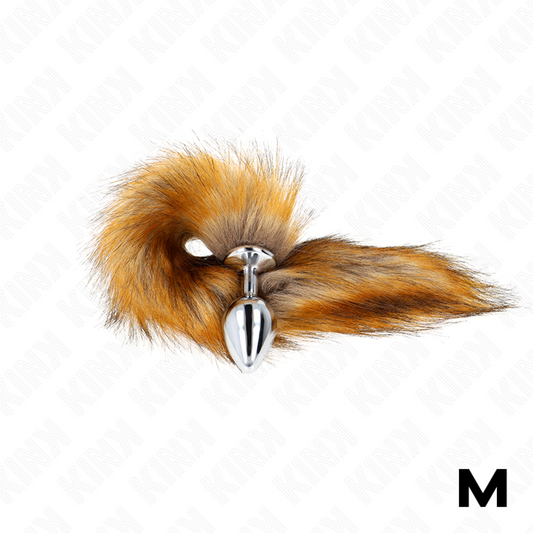 KINK - PLUG ANAL TAILLE M 8 X 3,5 CM AVEC QUEUE SYNTHÉTIQUE 40 CM MARRON - Sensualia