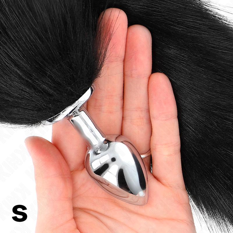 KINK - PLUG ANAL TAILLE S 7 X 3 CM AVEC QUEUE SYNTHÉTIQUE 40 CM NOIR - Sensualia