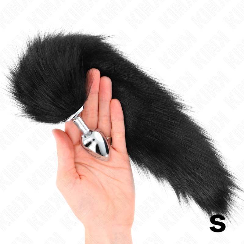 KINK - PLUG ANAL TAILLE S 7 X 3 CM AVEC QUEUE SYNTHÉTIQUE 40 CM NOIR - Sensualia